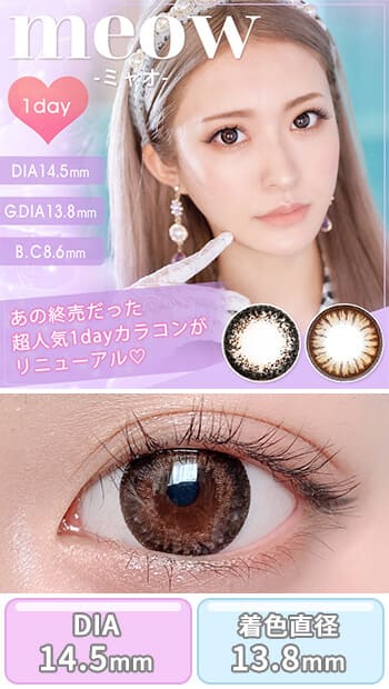 meow 1day [ミャオ ワンデー] 【DIA 14.2～5mm】【24枚(1箱12枚ずつ)】カラコン