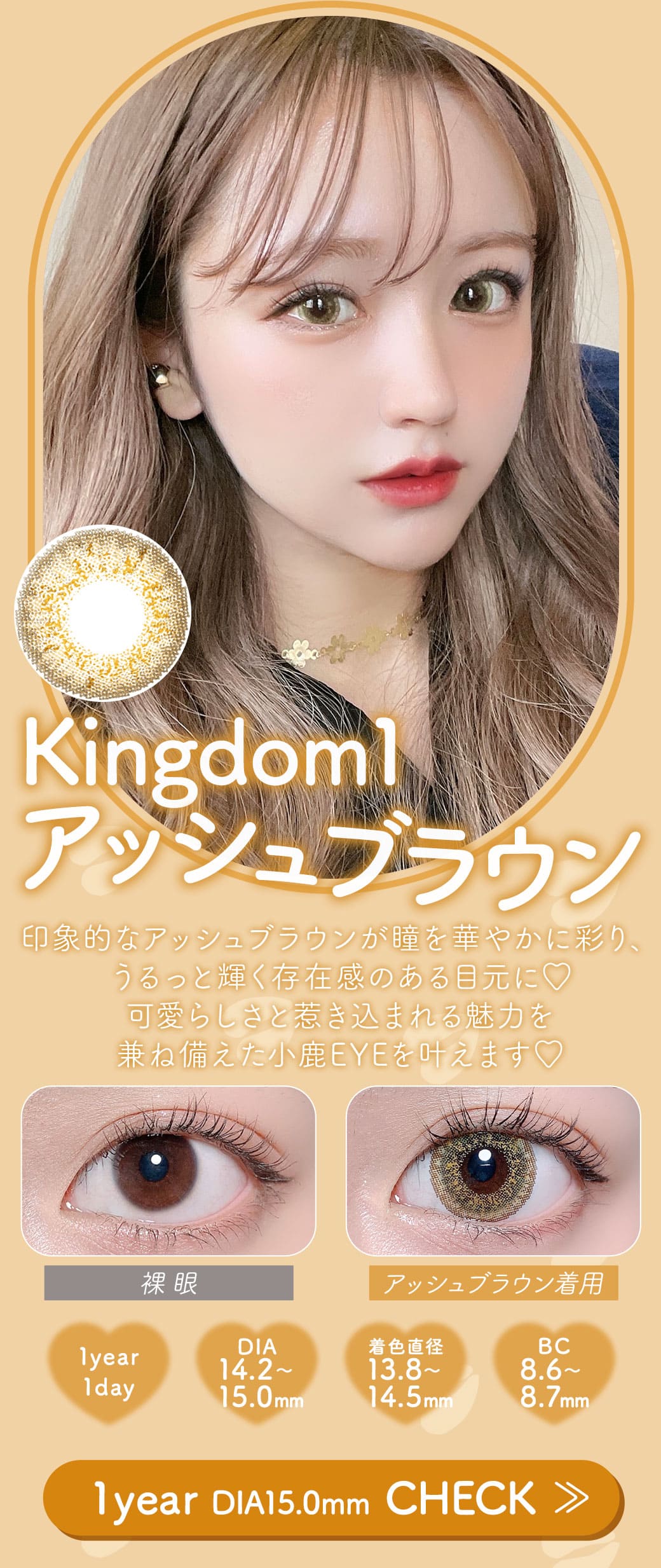 Kingdom1アッシュブラウン1年DIA15.0mm