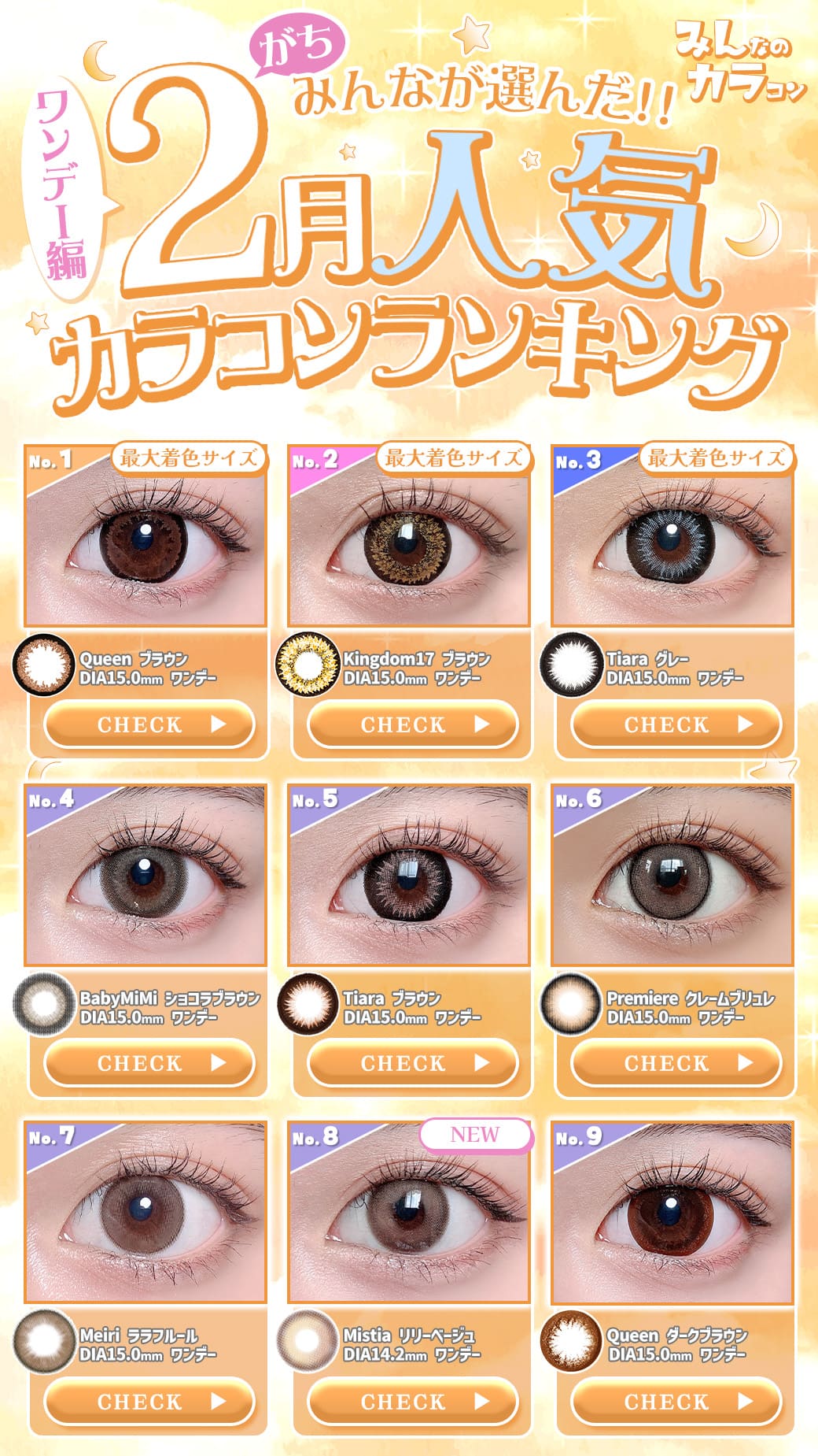 26年2月人気カラコンランキング1day編