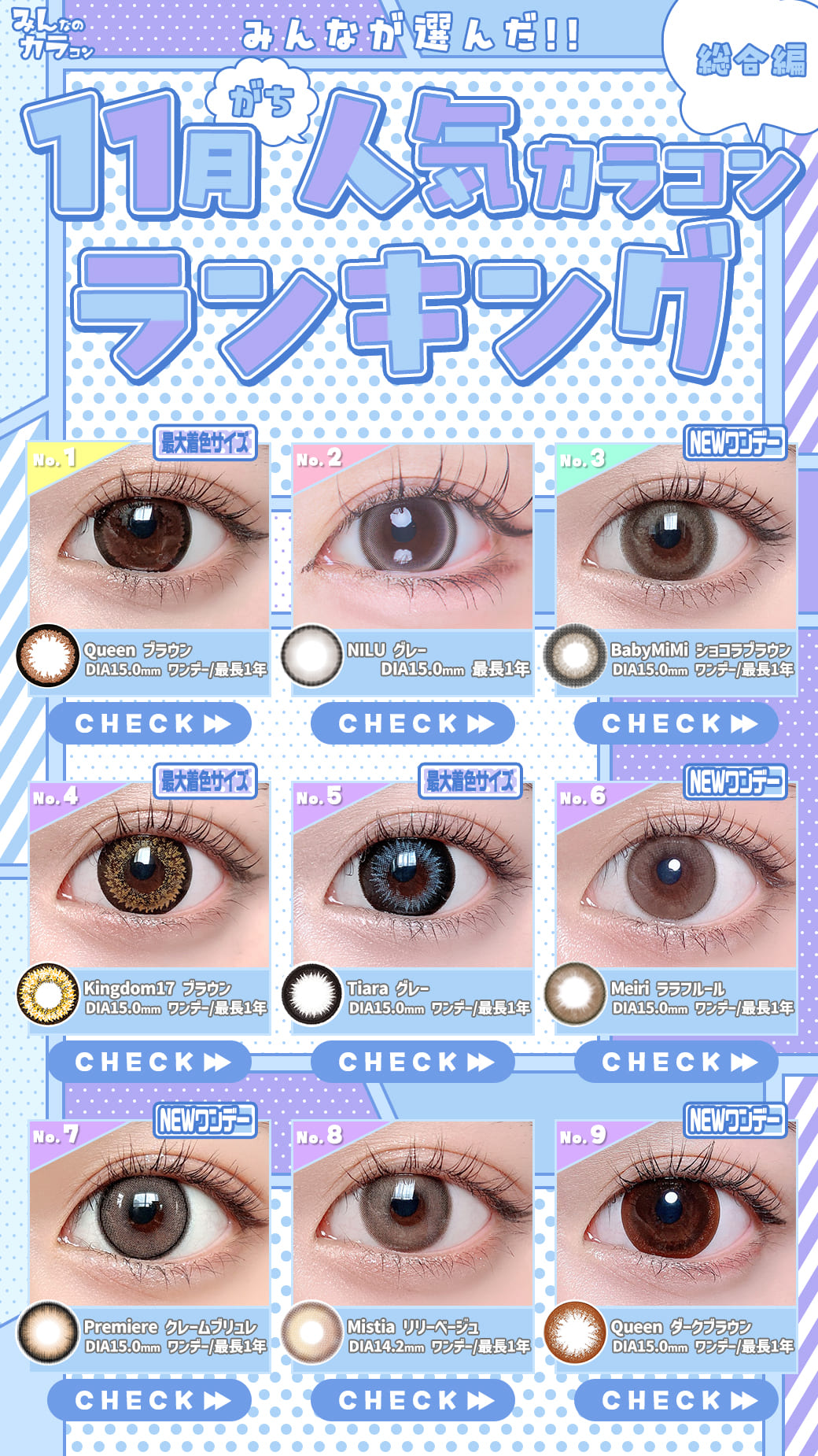 25年11月人気カラコンランキング総合編